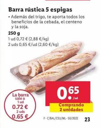 Lidl Barra rústica 5 espigas oferta