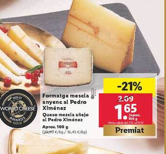 Lidl Queso mezcla añejo al pedro ximénez oferta