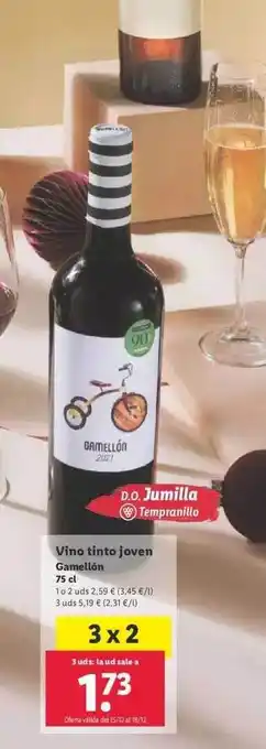 Lidl Vino tinto joven gamellón oferta