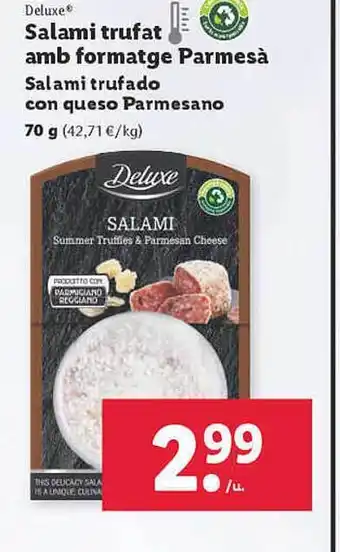 Lidl Deluxe salami trufado con queso parmesano oferta