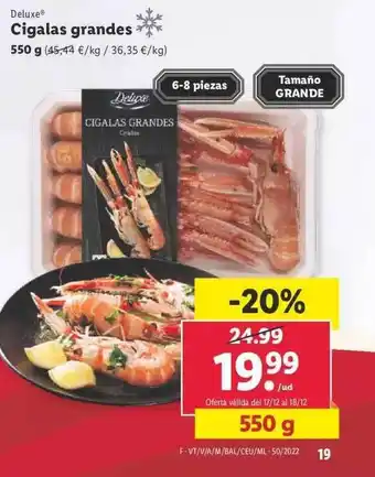 Lidl Deluxe cigalas grandes oferta