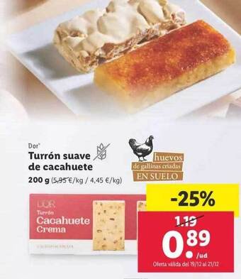 Lidl Dor turrón suave de cacahuete oferta