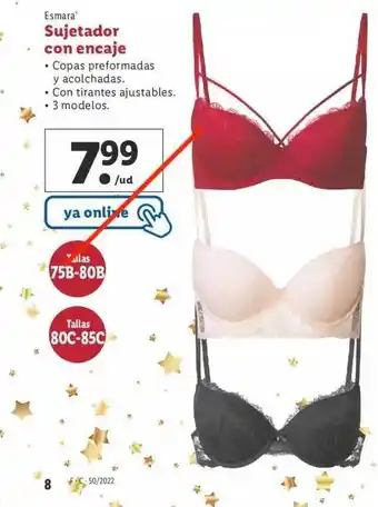 Lidl Esmara sujetador con encaje oferta