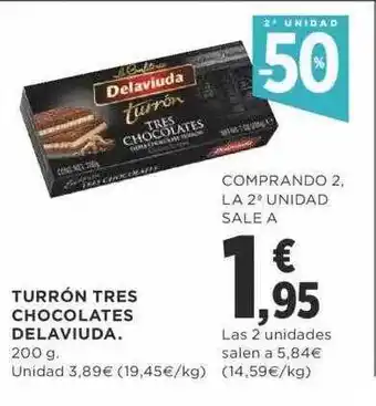 Supercor 2a unidad -50% turrón tres chocolates delaviuda oferta