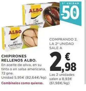 Supercor 2a unidad -50% chipirones rellenos albo oferta