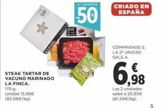 Supercor 2a unidad -50% steak tartar de vacuno marinao la finca oferta