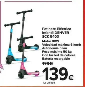 Carrefour Patinete eléctrico infantil denver sck 5400 oferta