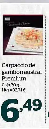 La Sirena Carpaccio de gambón austral premium caja oferta