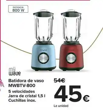 Carrefour Batidora de vaso mwbtv-800 mÿwave oferta