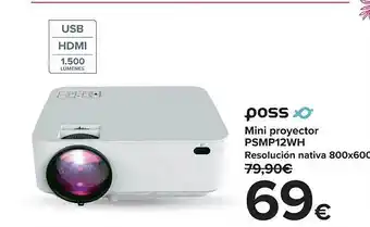 Carrefour Poss mini proyector psmp12wh oferta