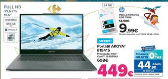 Carrefour Portátil akoya e15415 medion oferta