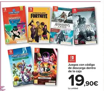 Carrefour Juegos con código de descarga dentro de la caja oferta