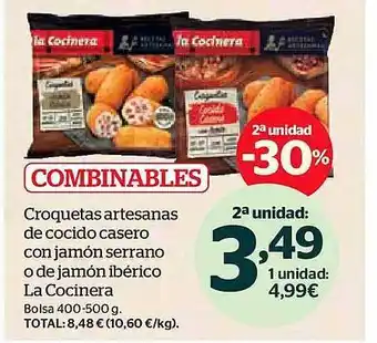 La Sirena 2a unidad -30% croqueta artesanas de cocido casero con jamón serrano o de jamón ibérico la cocinera oferta