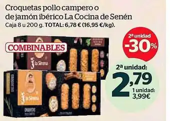 La Sirena 2a unidad -30% croquetas pollo campero de jamón ibérico la cocina de senén caja 8 oferta