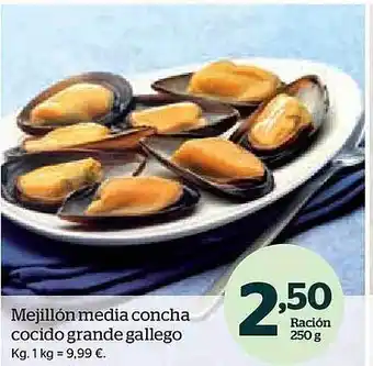 La Sirena Mejillón media concha cocido grande gallego kg. oferta