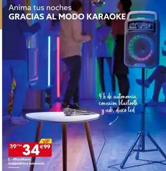 GiFi Anima tus noches gracias al modo karaoke 399 l- micrófono inalámbrico luminoso vip €99 4h de autonomia, conexion bluetoo oferta