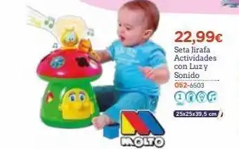 Molto 22,99€ seta jirafa actividades con luz y sonido 052-6503 1000 25x25x39,5 cm