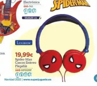 Super Juguete 55x4x20 cm lexibook 19,99€ spider-man cascos estéreo plegable 668-hp010sp ener navidad 2022 | www.superjuguete.es oferta