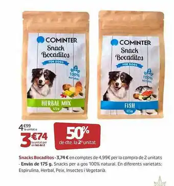 Jardiland 50% de dte. la 2a unitat snacks bocaditos oferta