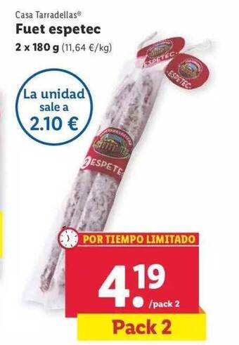 Lidl Casa tarradellas fuet espetec oferta