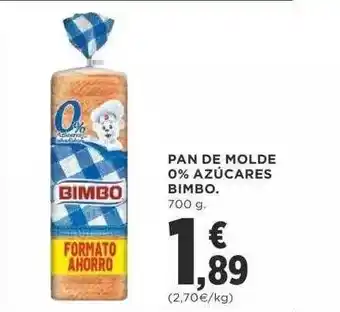 Supercor Exprés Pan de molde 0% azúcares bimbo oferta