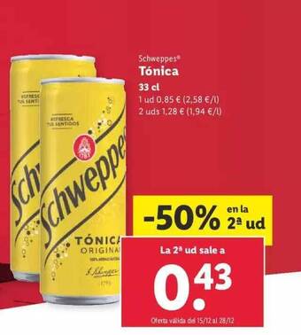 Lidl Schweppes tónica oferta