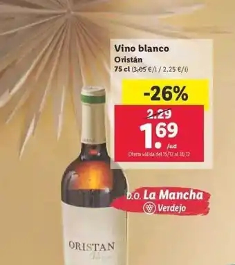 Lidl Vino blanco oristán oferta