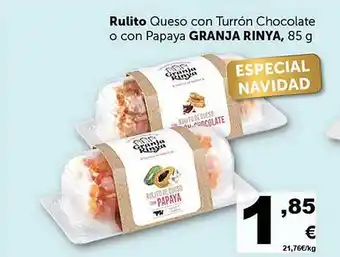Masymas Rulito queso con turrón chocolate o con papaya granja rinya oferta