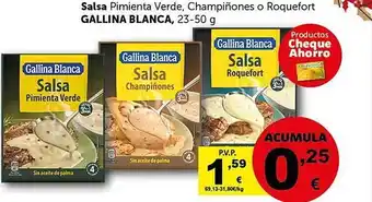 Masymas Salsa pimienta verde champiñones o roquefort gallina blanca oferta