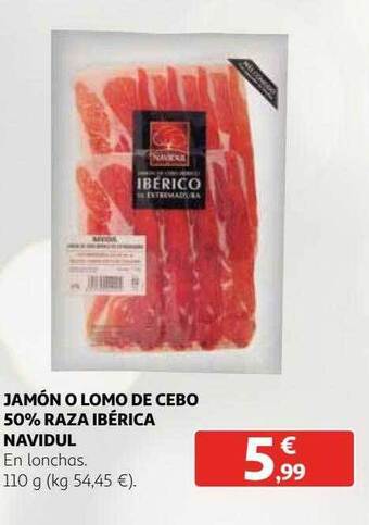 Alcampo Jamón o lomo de cebo 50% raza ibérica navidul oferta