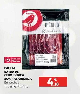 Alcampo Paleta extra de cebo ibérica 50% raza ibérica oferta