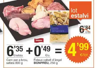 BonpreuEsclat Cam Per a Brou Safata 800 g + Fideus Cabell d'angel Bonpreu oferta