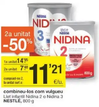 BonpreuEsclat Llet Infantil Nidina 2 o Nidina 3 Nestlé 800g oferta