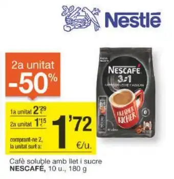 BonpreuEsclat Cafè Soluble Amb Llet i Sucre Nescafè 10u 180g oferta