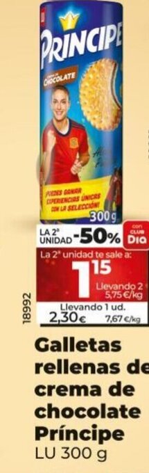 Dia Galletas Rellenas de Crema de Chocolate Príncipe oferta