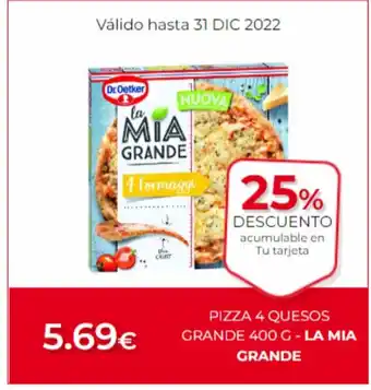SUPER AMARA Pizza 4 Quesos Grande 400g - La Mia Grande oferta