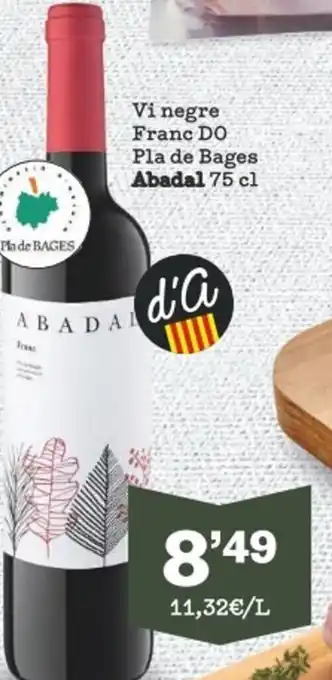 Sorli Vi Negre Franc DO Pla De Bages Abadal 75cl oferta