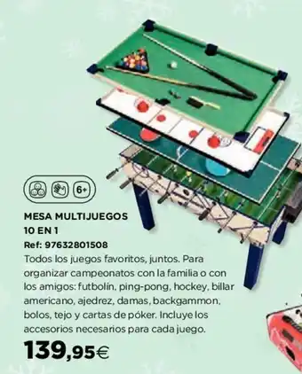 Hipercor Mesa Multijuegos 10 en 1 oferta