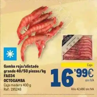 Makro Gamba roja alistado grande 40 50 piezas kg fao34 octogamba oferta