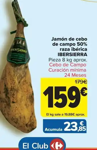 Carrefour Jamón de cebo de campo 50% raza ibérica ibersierra oferta