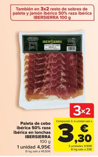 Carrefour Paleta de cebo ibérica 50% raza ibérica en lonchas ibersierra oferta