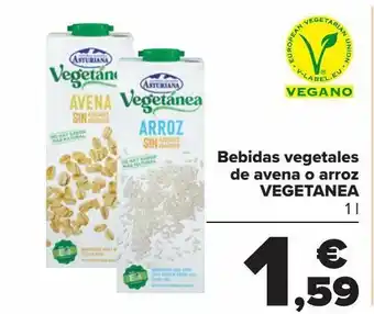 Carrefour Bebidas vegetales de avena o arroz vegetanea oferta