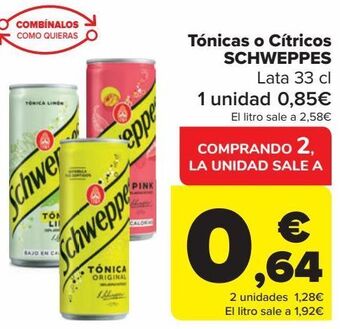 Carrefour Tónicas o cítricos schweppes oferta