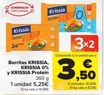 Carrefour Barritas krissia, krissia 0% y krissia protein oferta