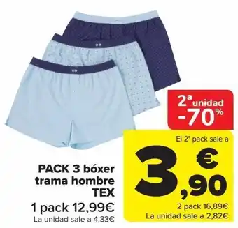 Carrefour Pack 3 bóxer trama hombre tex oferta