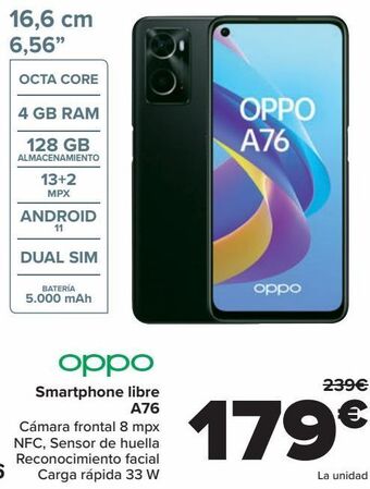 Carrefour Oppo smartphone libre a76 oferta