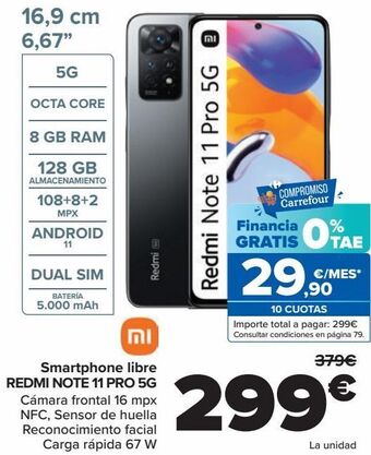 Carrefour Smartphone libre redmi note 11 pro 5g oferta