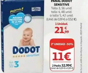 Alcampo Pañal dodot sensitive oferta