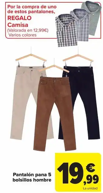 Carrefour Pantalón pana 5 bolsillos hombre oferta