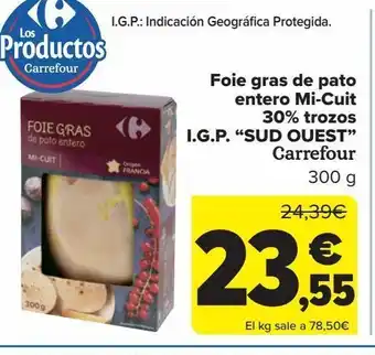Carrefour Foie gras de pato entero mi-cuit 30% trozos i.g.p. "sud ouest" carrefour oferta